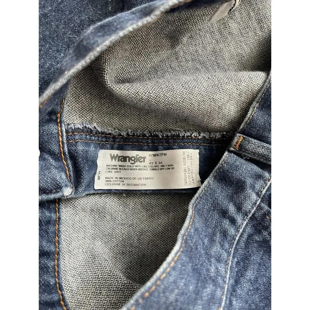 Wrangler 47MWZ Jeans Men's 42x34 Regular Fit Cowboy Cut Western Denim Dark Wash